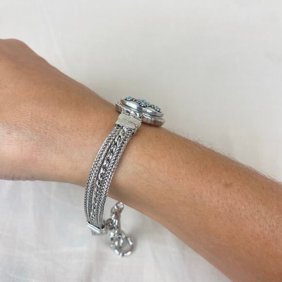 Ginger Snaps Silver Tone Multi Chain Toggle Bracelet Snowflake Interchangeable - Picture 6 of 8